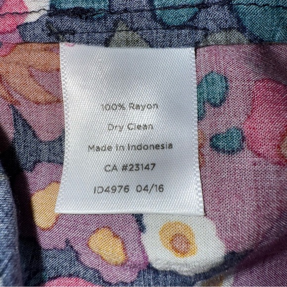 Talbots Multicolor Floral Long Sleeve Flowy Blouse XS BLUE PINK YELLOW GREEN - Picture 5 of 13